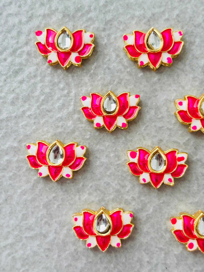 Pink Lotus Meenakari Kundan Connectors
