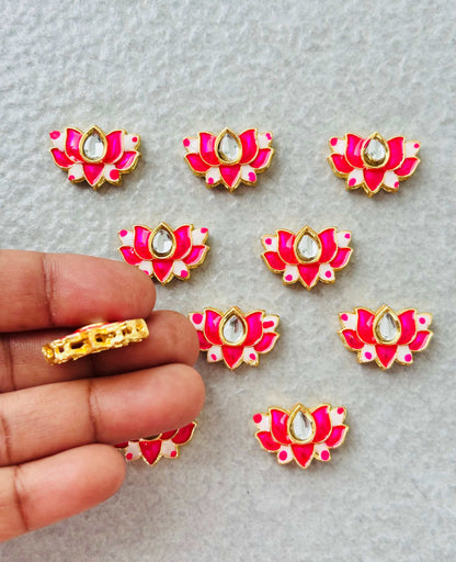 Pink Lotus Meenakari Kundan Connectors