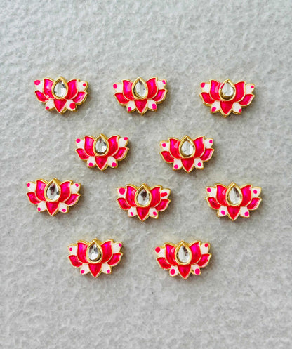 Pink Lotus Meenakari Kundan Connectors