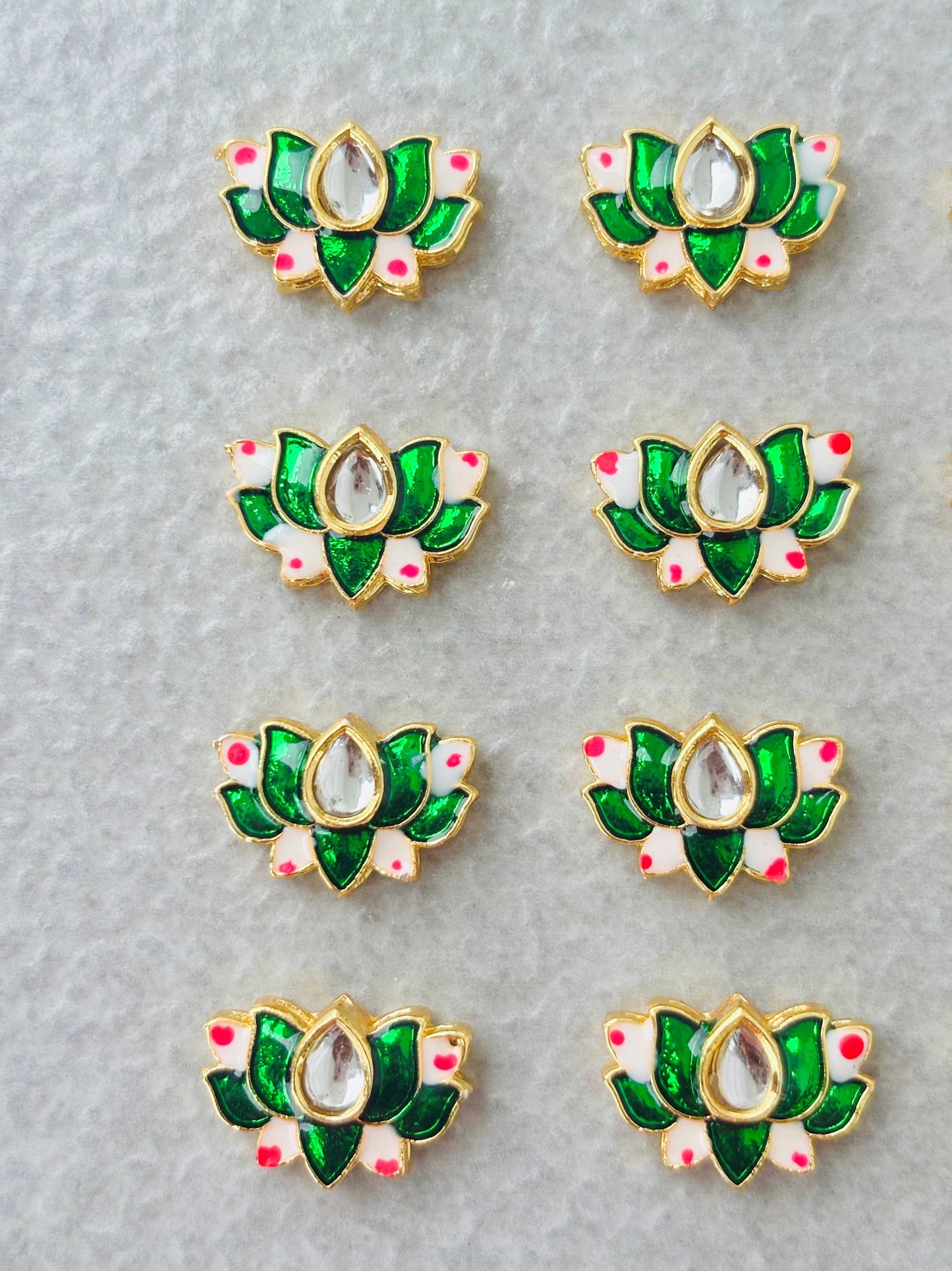 Green Lotus Meenakari Kundan Connectors