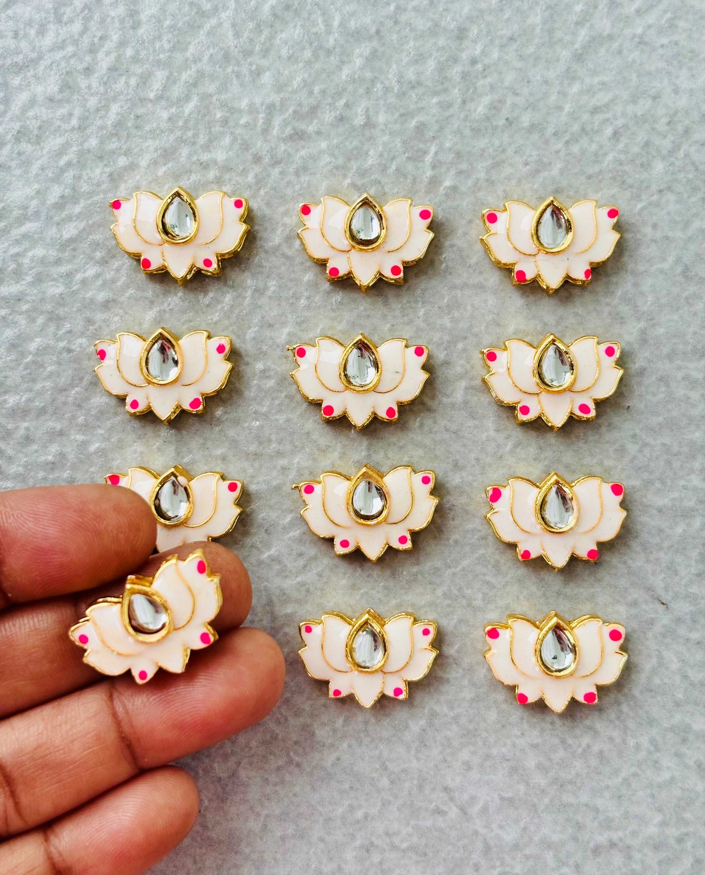 Very Light Pink Lotus Meenakari Kundan Connectors