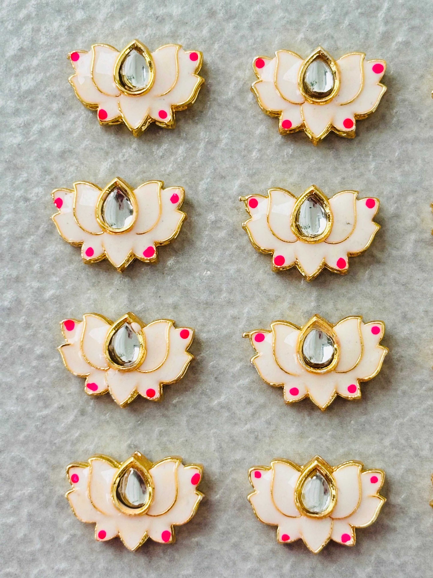 Very Light Pink Lotus Meenakari Kundan Connectors