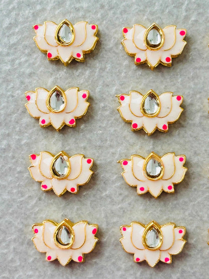 Very Light Pink Lotus Meenakari Kundan Connectors