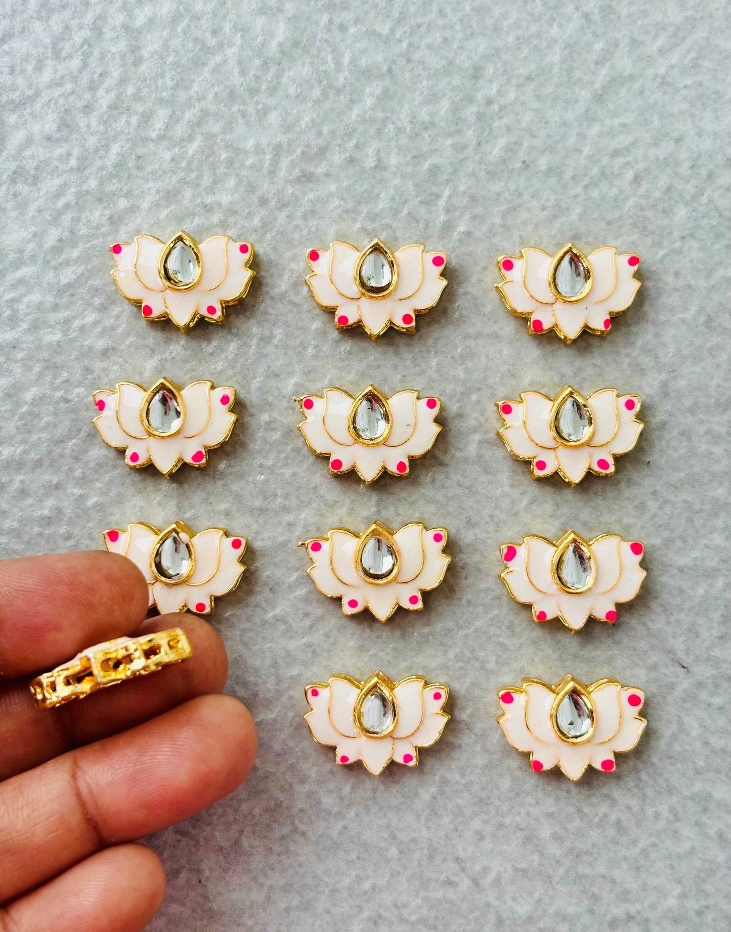 Very Light Pink Lotus Meenakari Kundan Connectors
