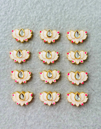 Very Light Pink Lotus Meenakari Kundan Connectors