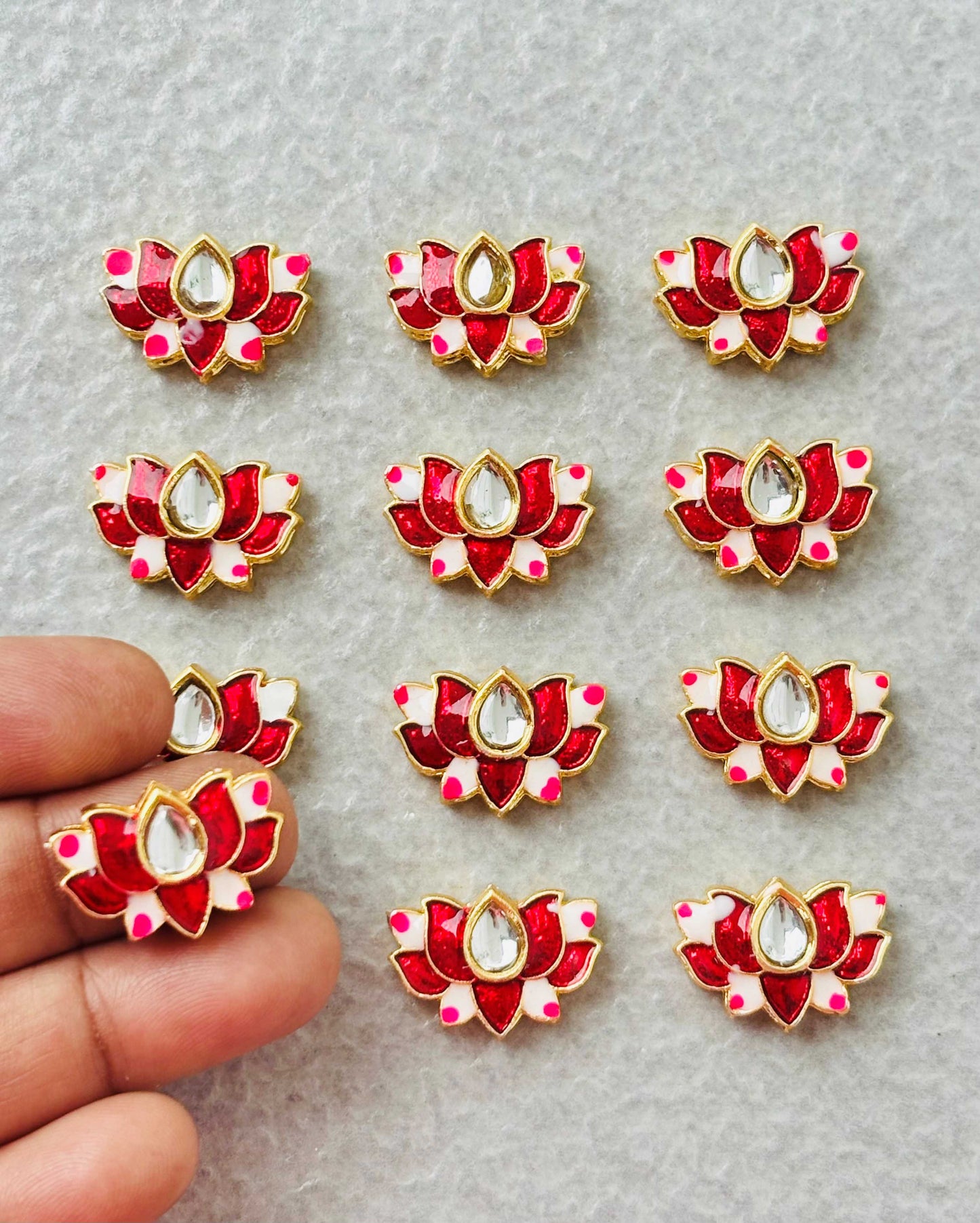 Red Lotus Meenakari Kundan Connectors