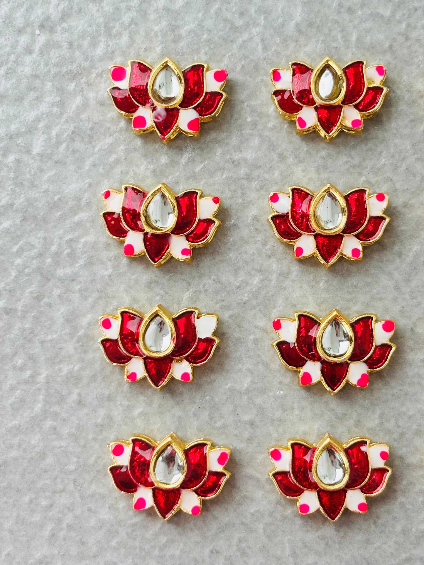 Red Lotus Meenakari Kundan Connectors