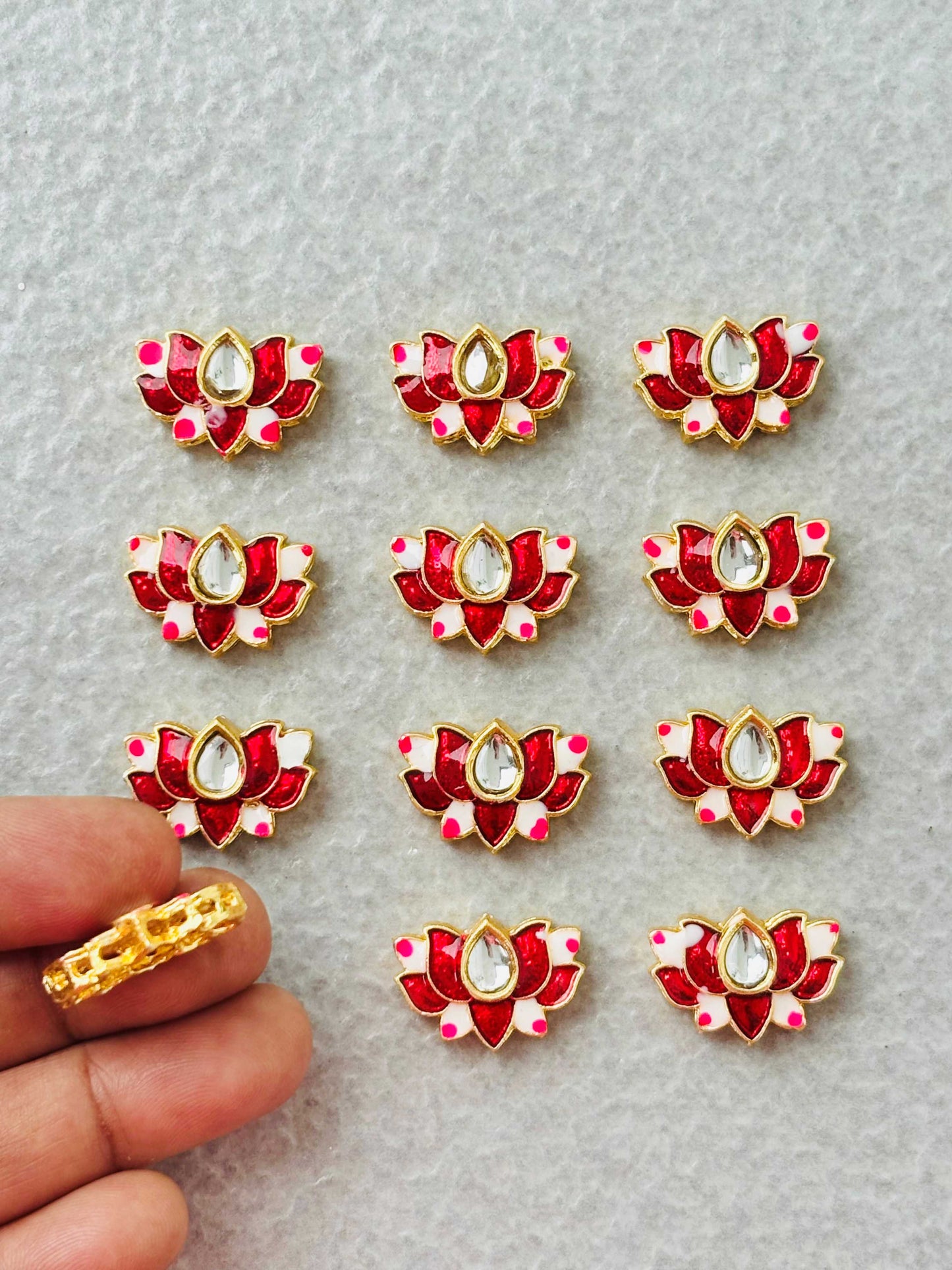 Red Lotus Meenakari Kundan Connectors