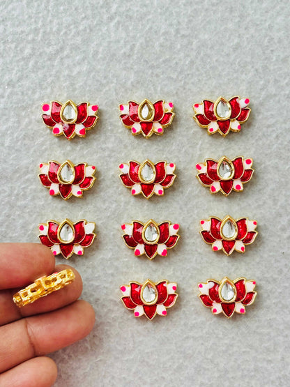 Red Lotus Meenakari Kundan Connectors