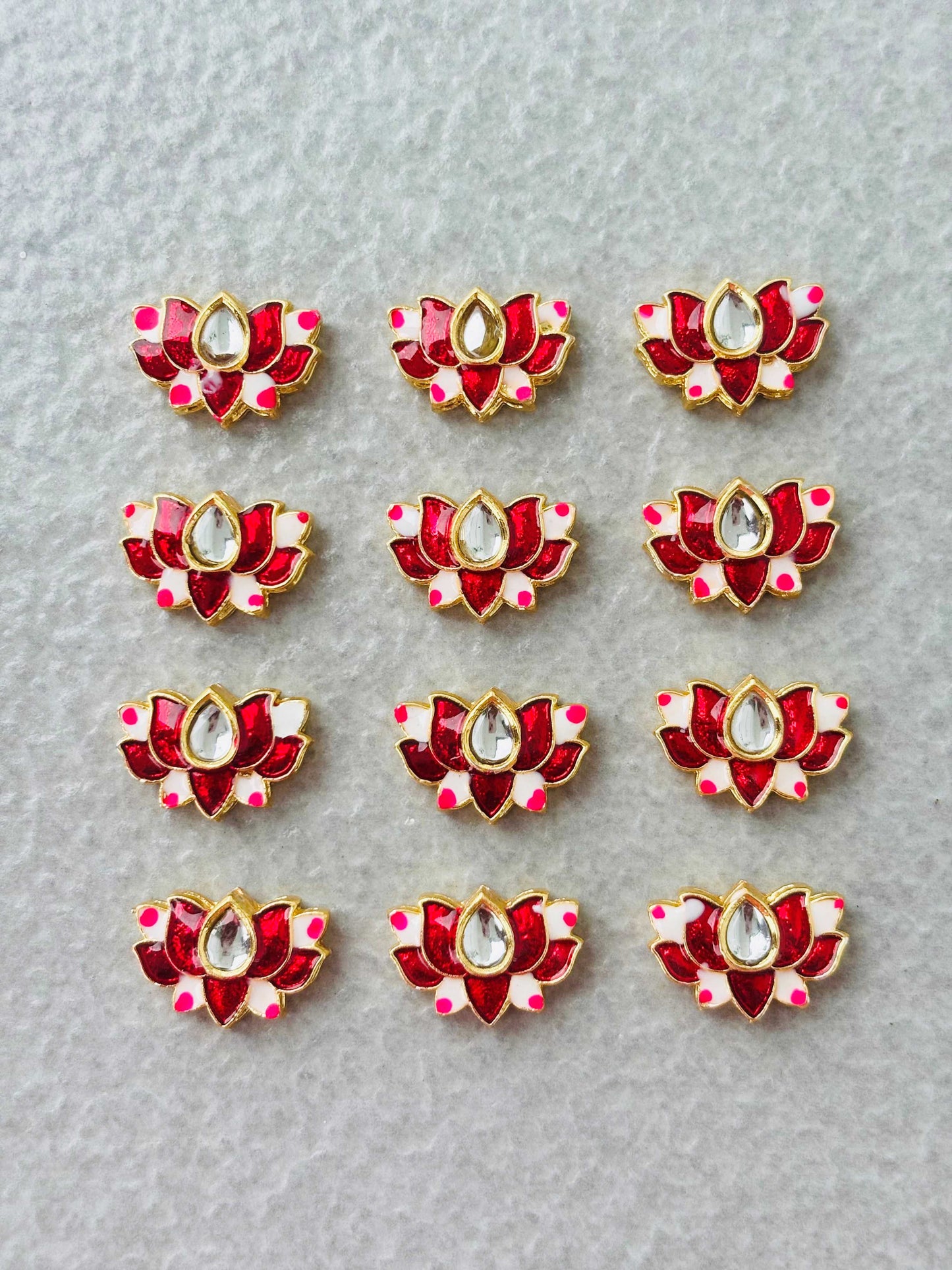 Red Lotus Meenakari Kundan Connectors