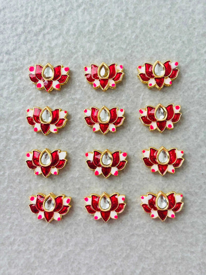 Red Lotus Meenakari Kundan Connectors