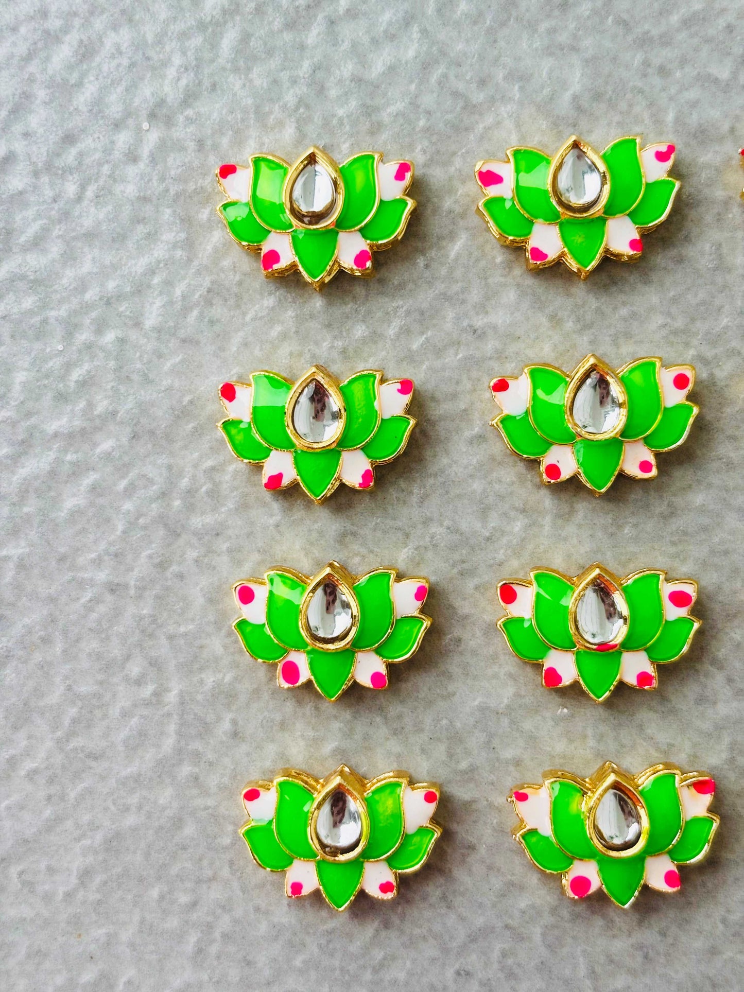 Light Green Lotus Meenakari Kundan Connectors