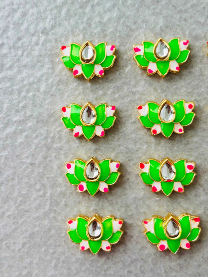 Light Green Lotus Meenakari Kundan Connectors