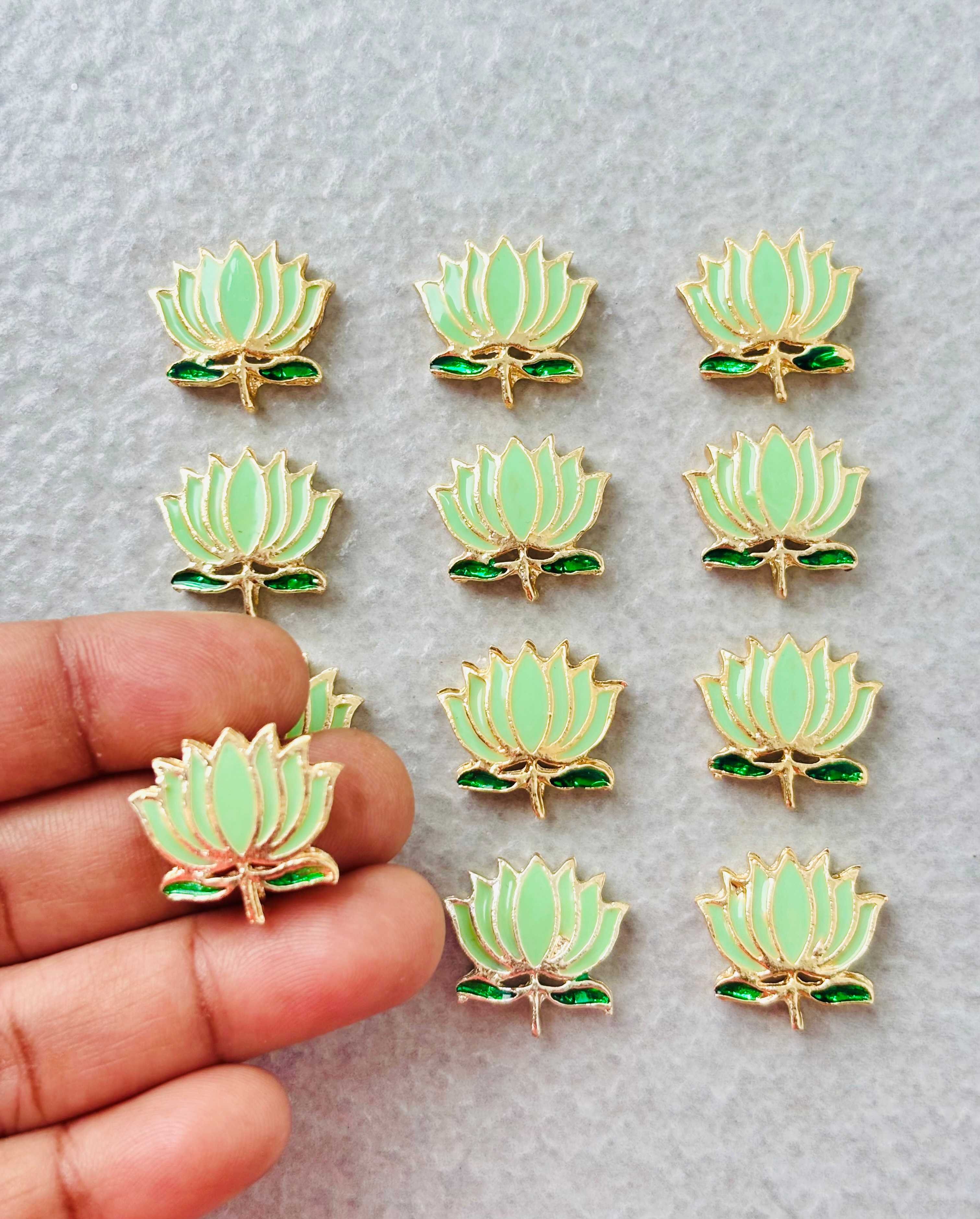 Mint Green Lotus Meenakari Connectors