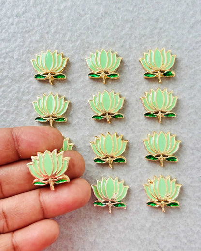 Mint Green Lotus Meenakari Connectors