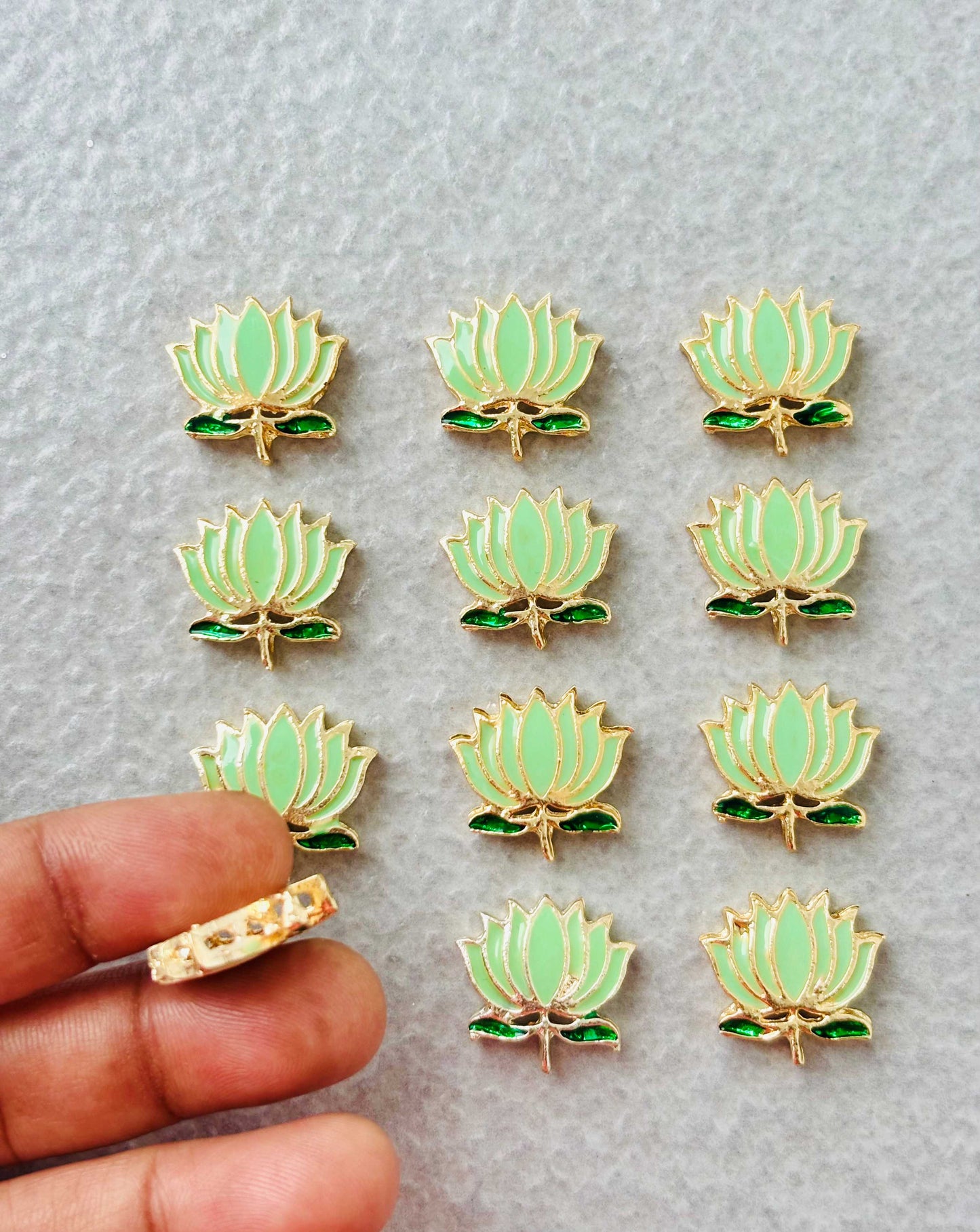 Mint Green Lotus Meenakari Connectors