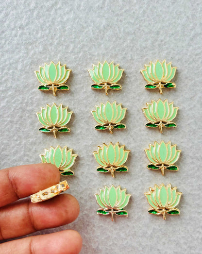 Mint Green Lotus Meenakari Connectors