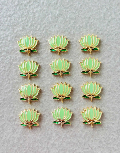Mint Green Lotus Meenakari Connectors
