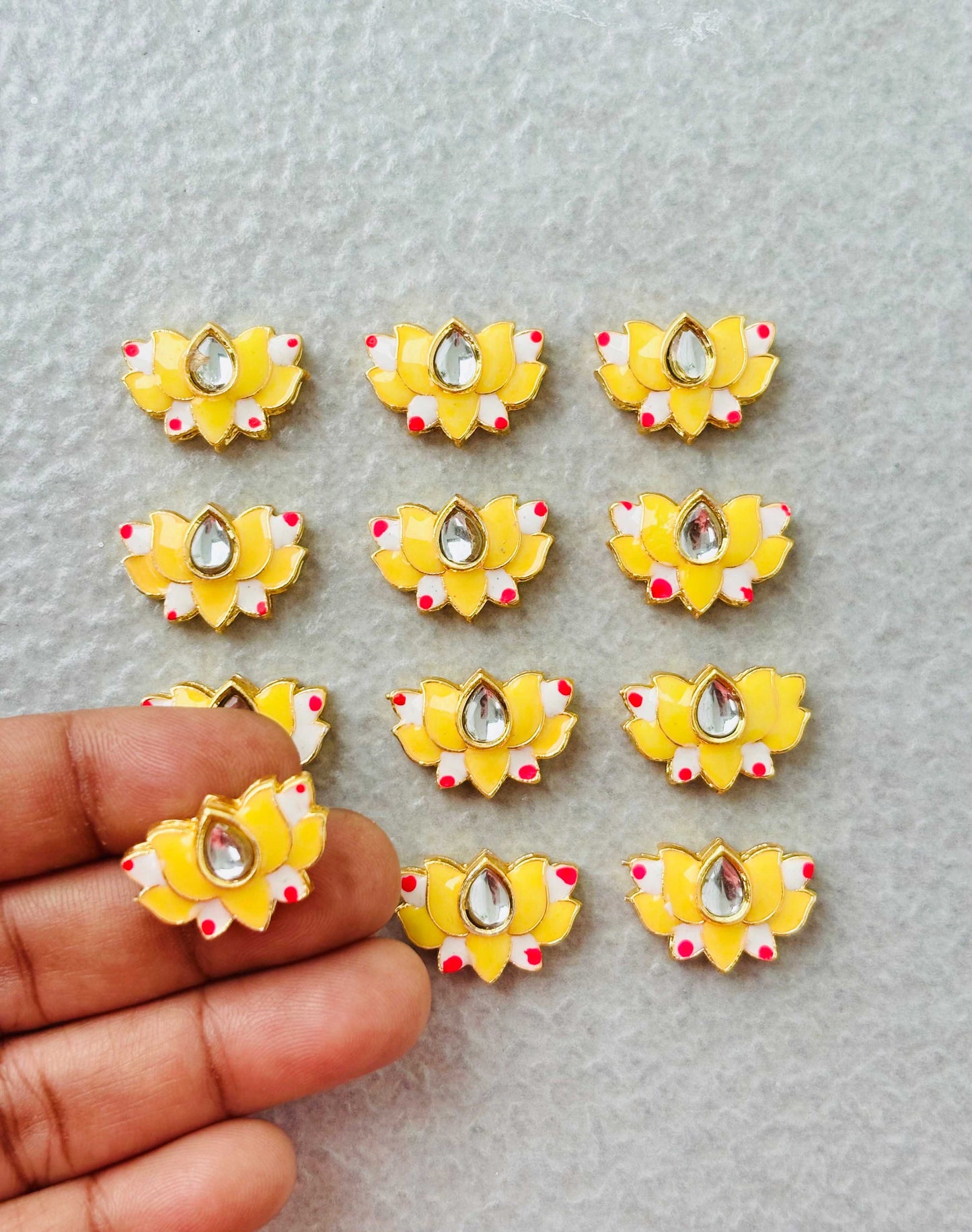 Yellow Lotus Meenakari Kundan Connectors