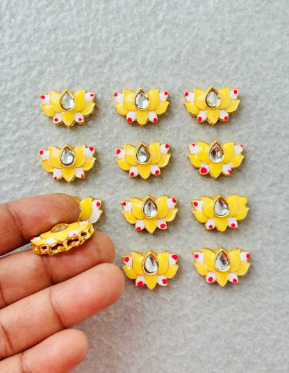 Yellow Lotus Meenakari Kundan Connectors