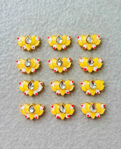 Yellow Lotus Meenakari Kundan Connectors
