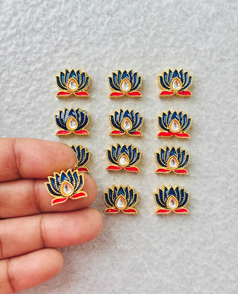 Mini Royal Blue Lotus Meenakari Connectors