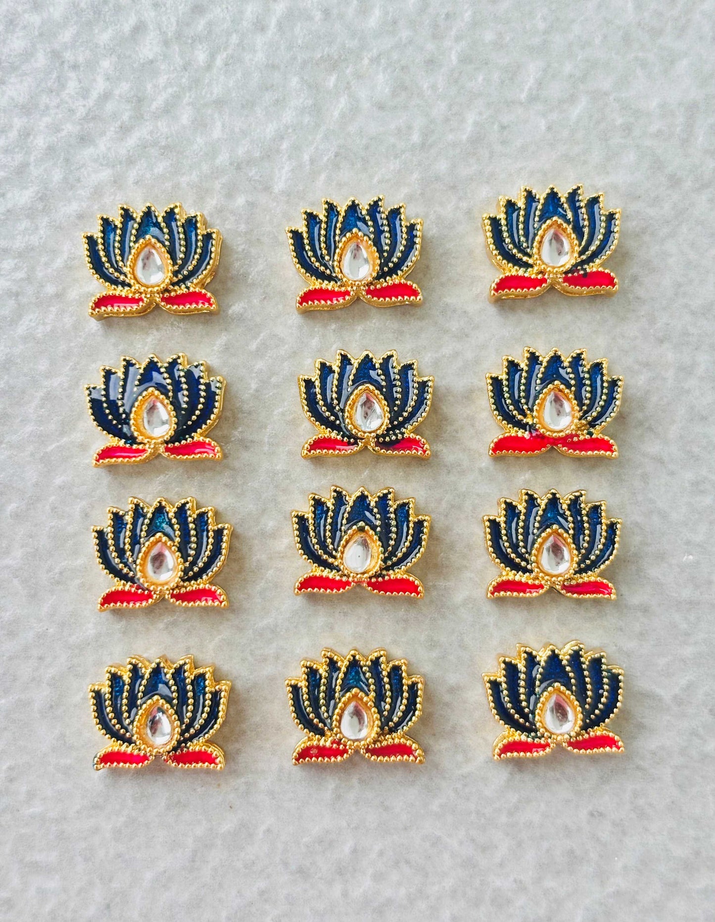 Mini Royal Blue Lotus Meenakari Connectors