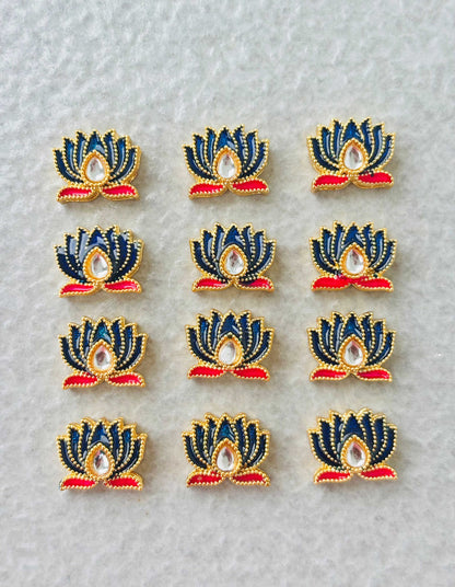 Mini Royal Blue Lotus Meenakari Connectors
