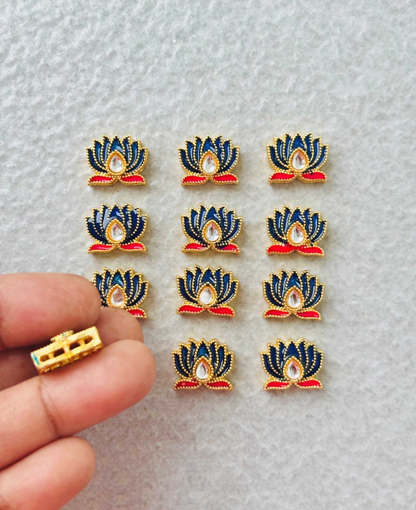 Mini Royal Blue Lotus Meenakari Connectors