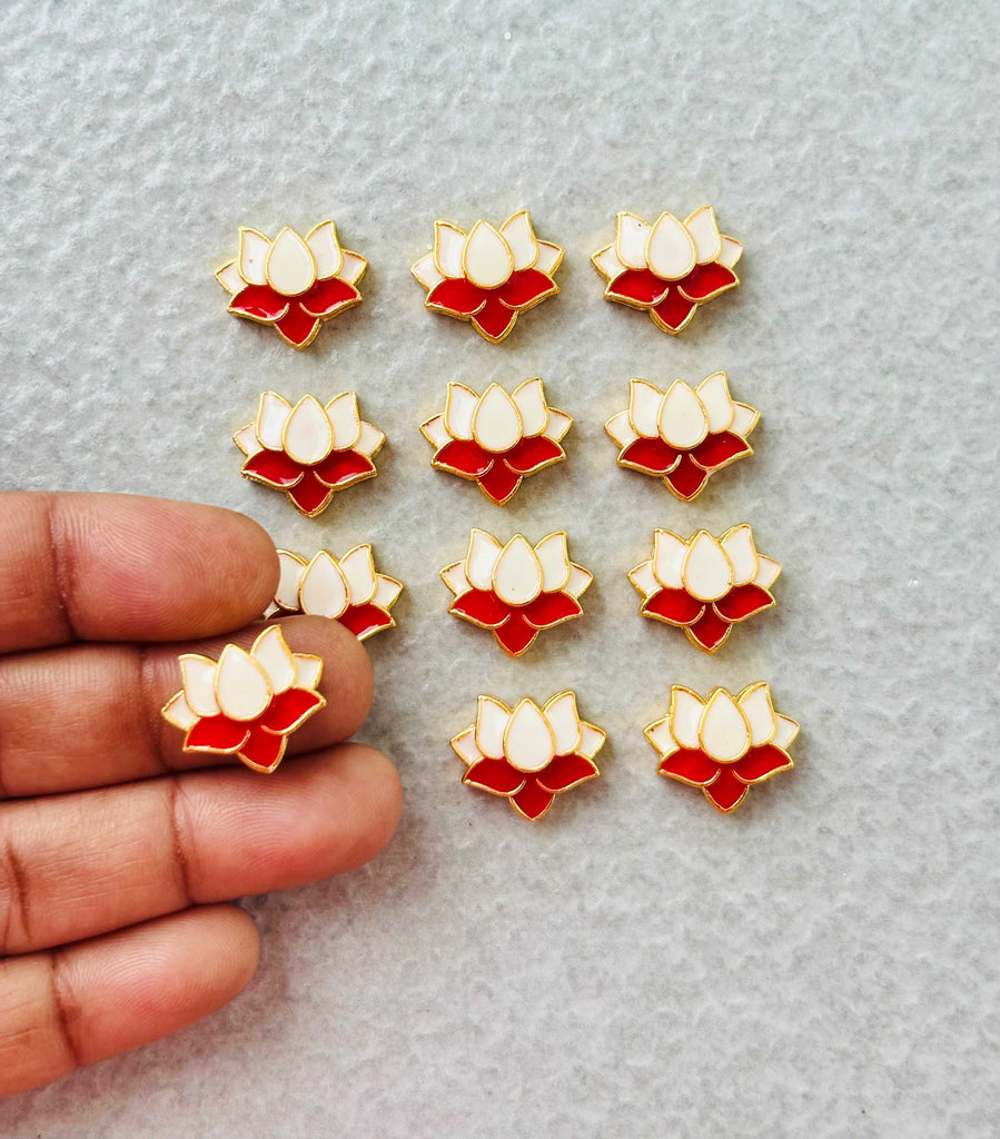 White and Red Lotus Meenakari Connectors