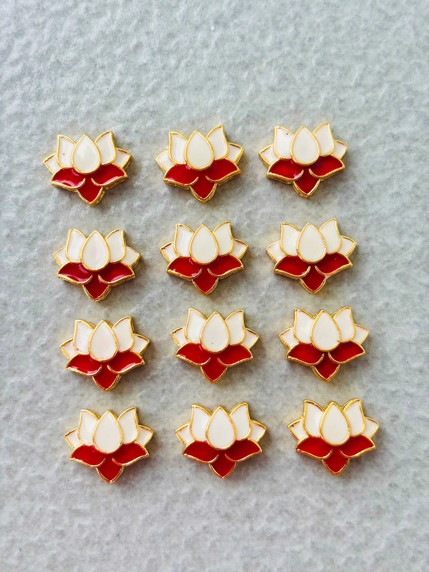 White and Red Lotus Meenakari Connectors