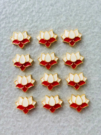 White and Red Lotus Meenakari Connectors