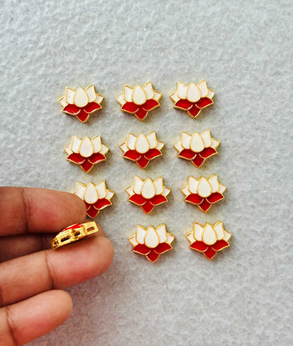 White and Red Lotus Meenakari Connectors