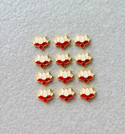 White and Red Lotus Meenakari Connectors