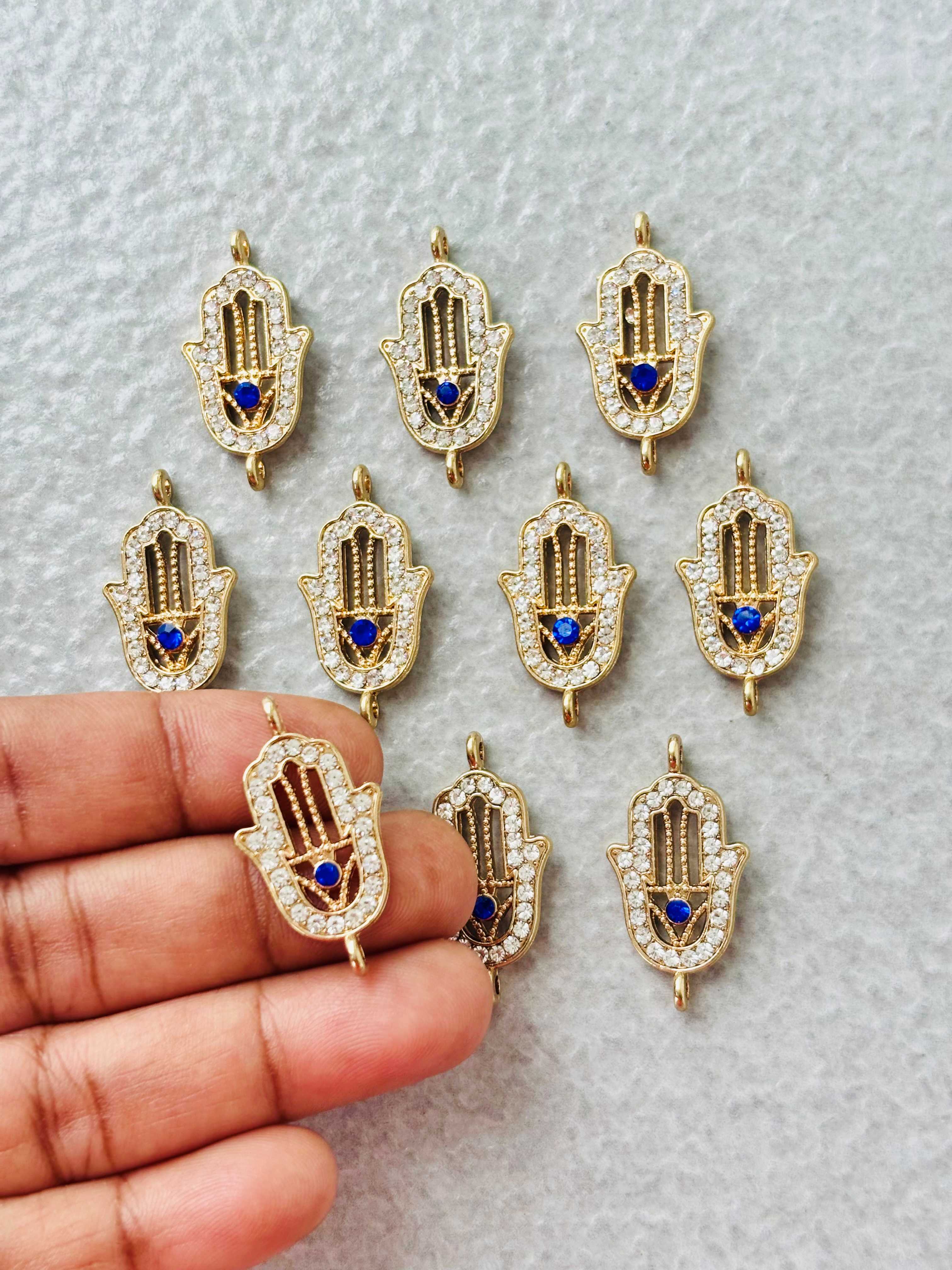 Gold Hamsa Hand Kundan Connectors