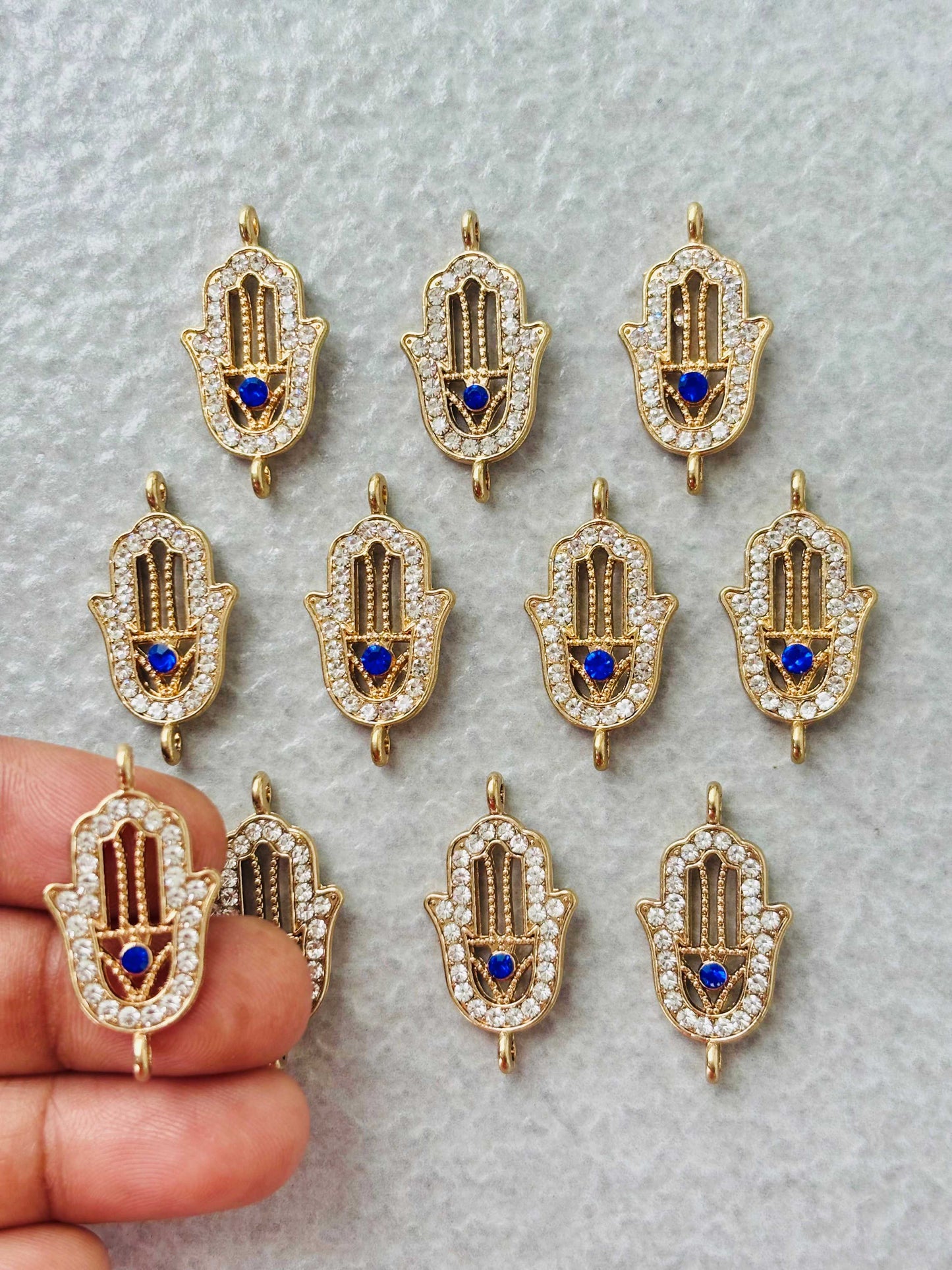 Gold Hamsa Hand Kundan Connectors