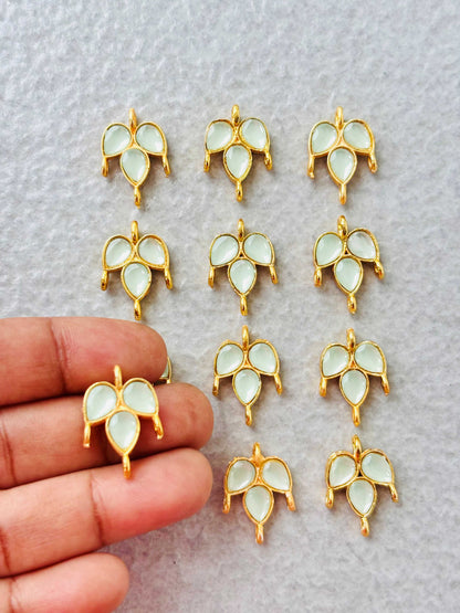 Mint Green Grape Leaf Kundan Connectors