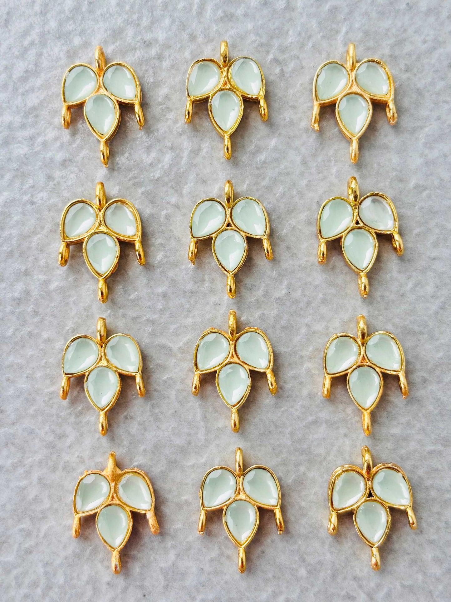 Mint Green Grape Leaf Kundan Connectors