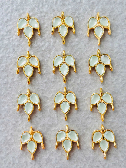 Mint Green Grape Leaf Kundan Connectors