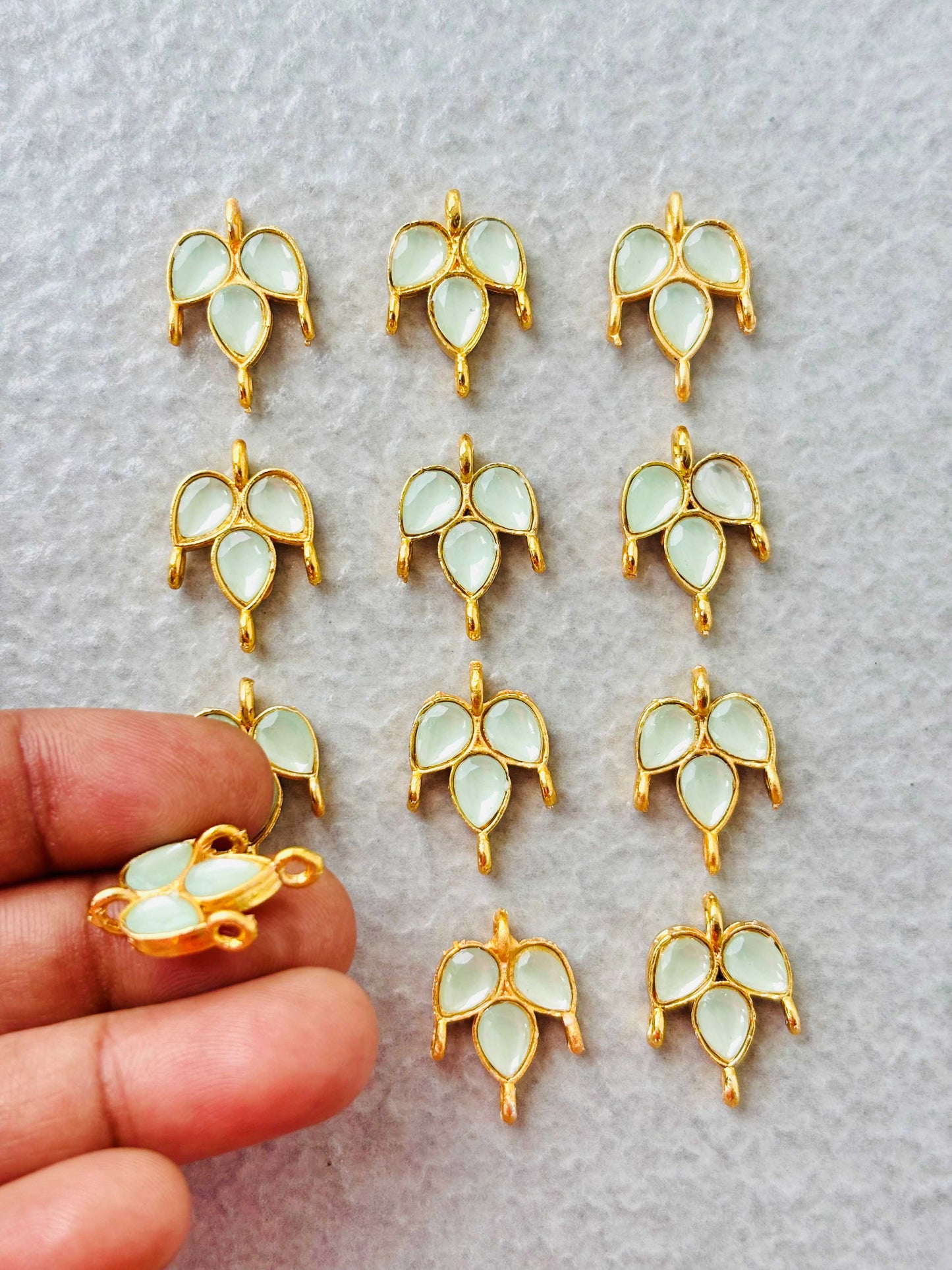 Mint Green Grape Leaf Kundan Connectors