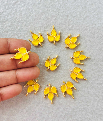 Yellow Grape Leaf Kundan Connectors