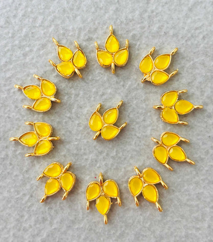 Yellow Grape Leaf Kundan Connectors