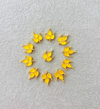 Yellow Grape Leaf Kundan Connectors