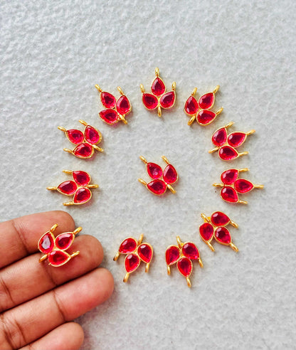 Ruby Red Grape Leaf Kundan Connectors