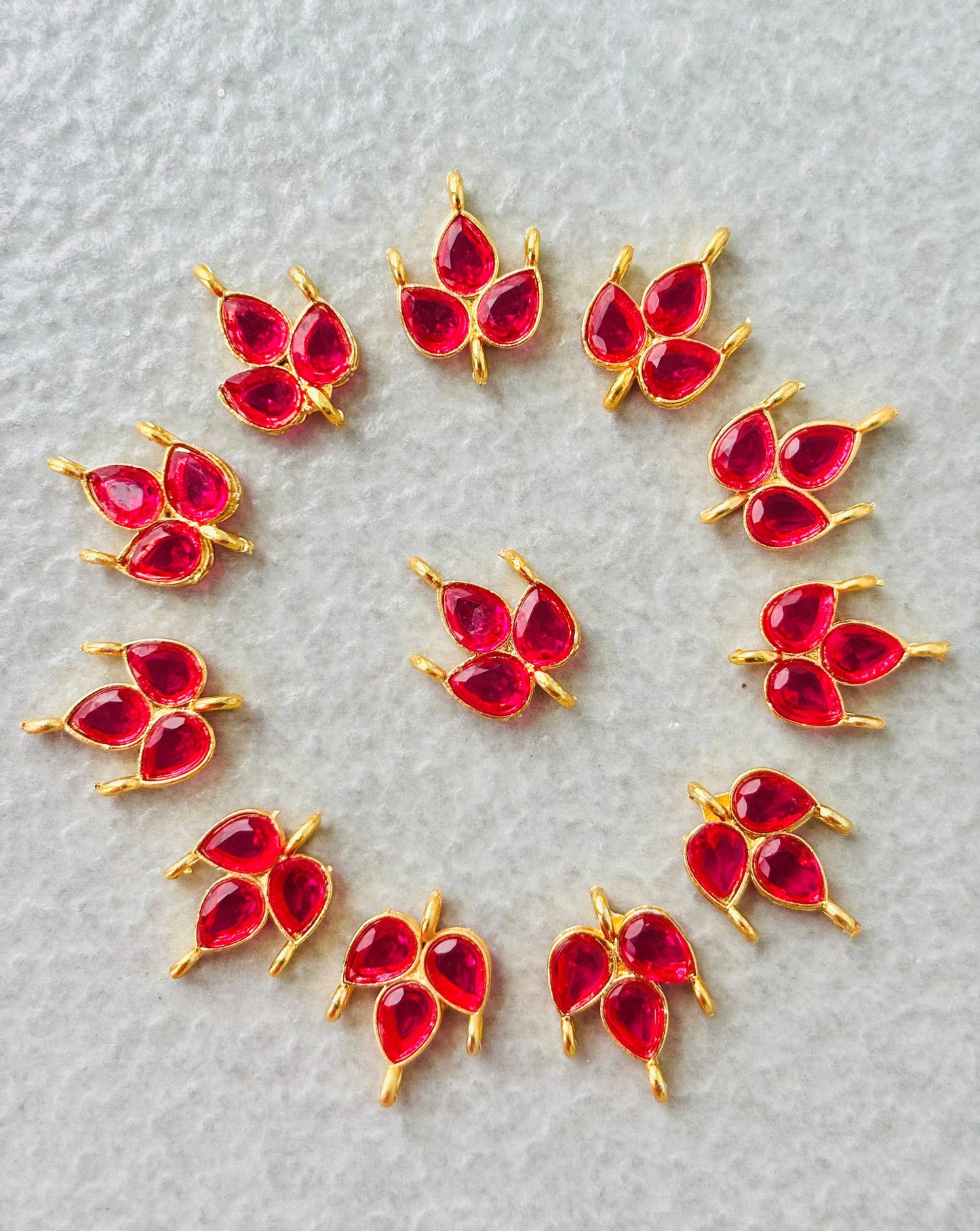 Ruby Red Grape Leaf Kundan Connectors