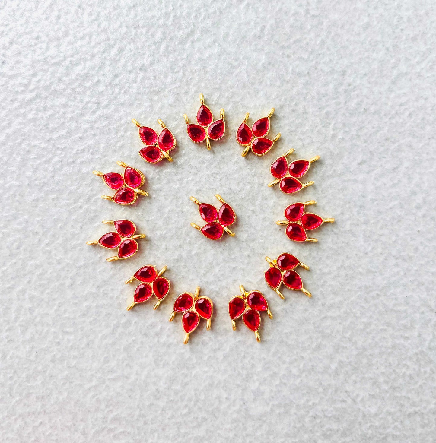 Ruby Red Grape Leaf Kundan Connectors
