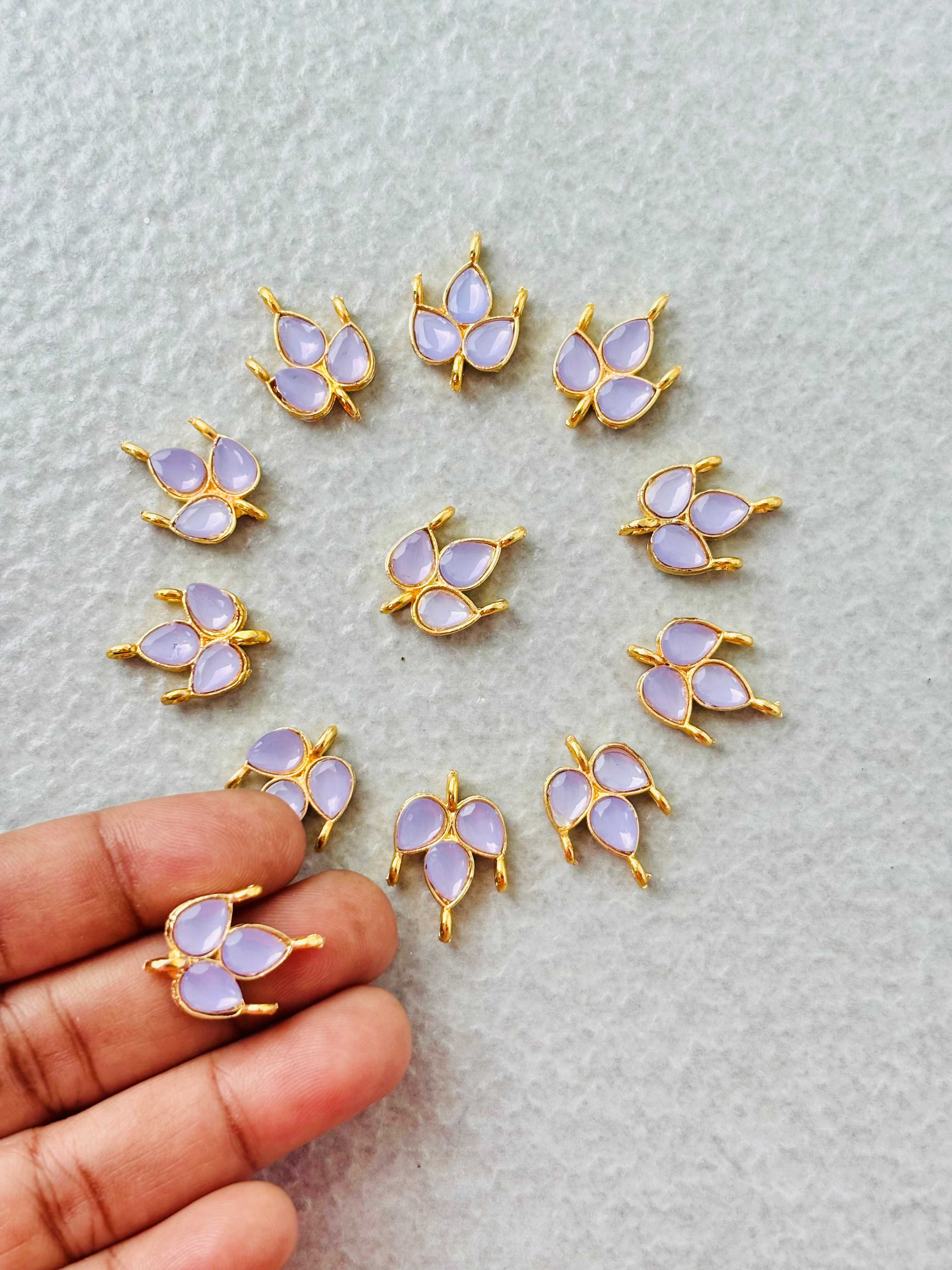Lavender Grape Leaf Kundan Connectors