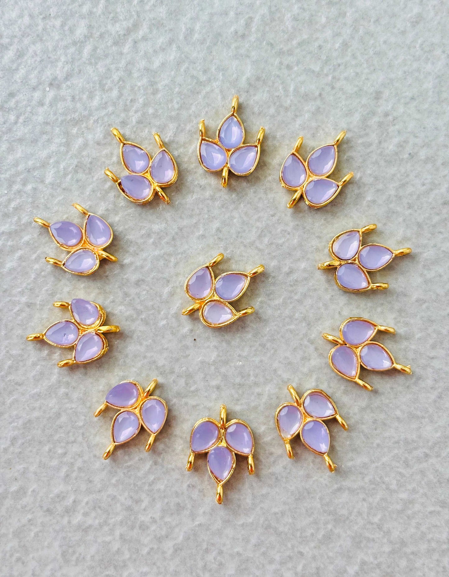 Lavender Grape Leaf Kundan Connectors