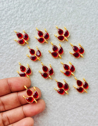 Red Grape Leaf Kundan Connectors