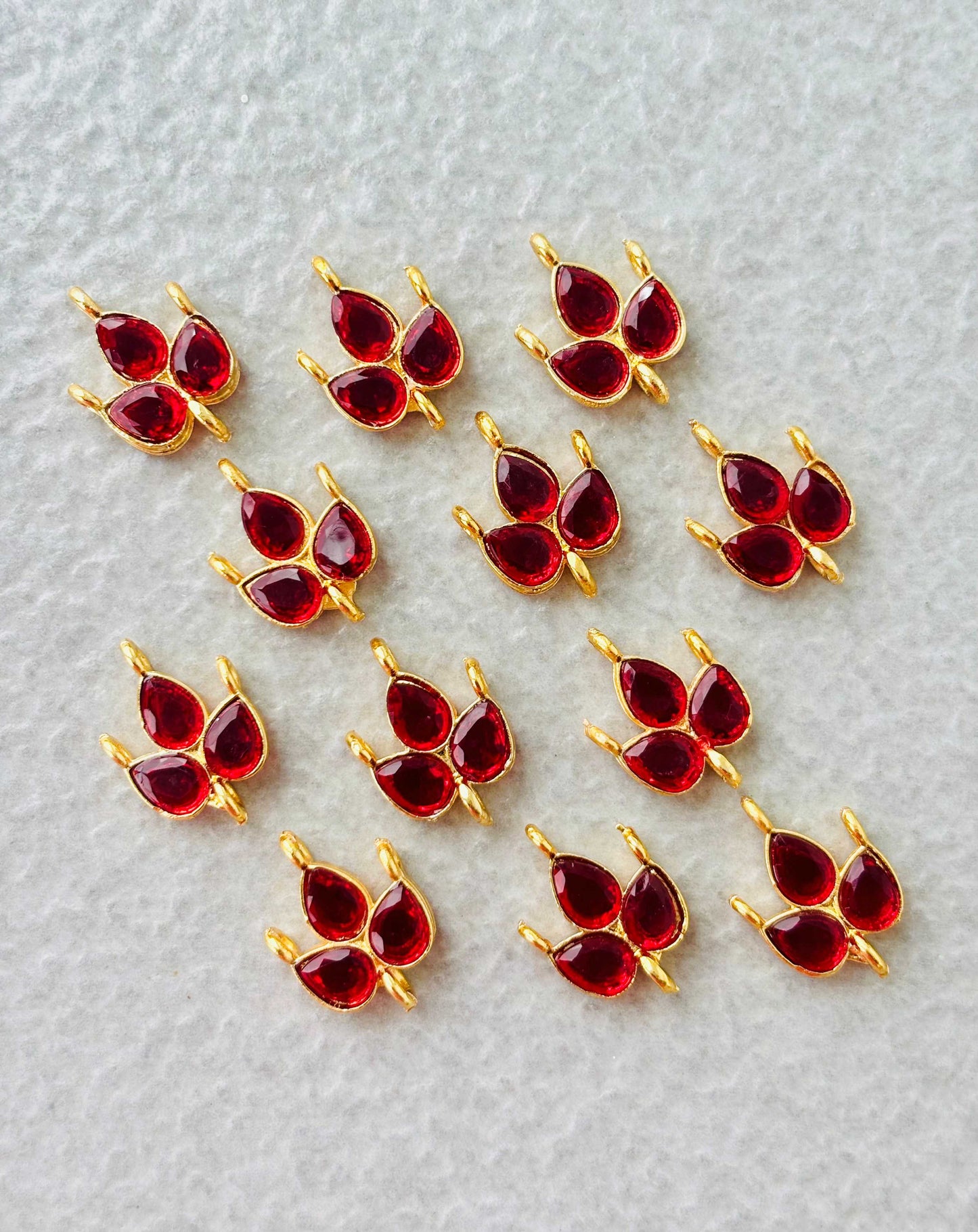 Red Grape Leaf Kundan Connectors